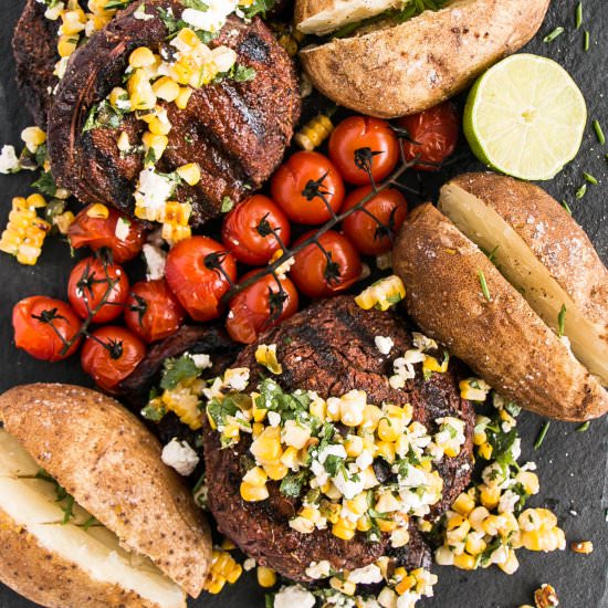 Steaks with Charred Corn and Chile