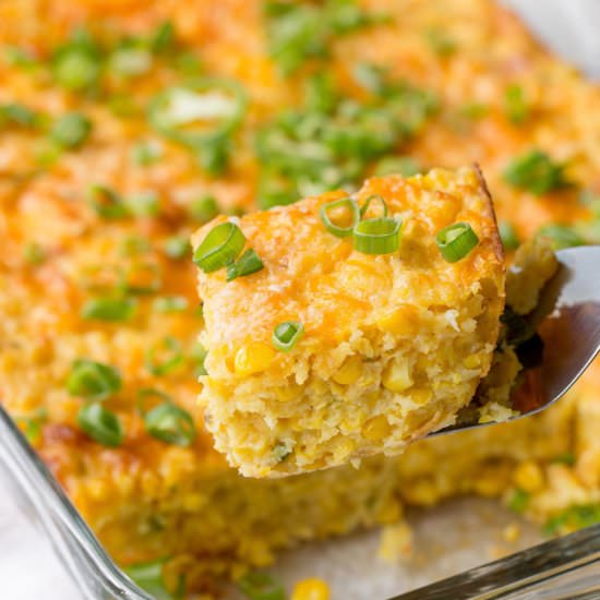 Cheesy Corn Casserole w/ Jalapeños
