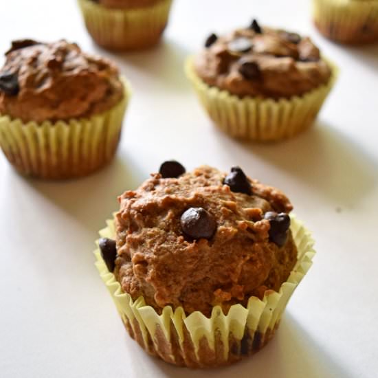 Vegan Banana Carob Spelt Muffins