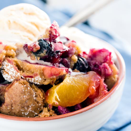 Oatmeal Blueberry Peach Cobbler