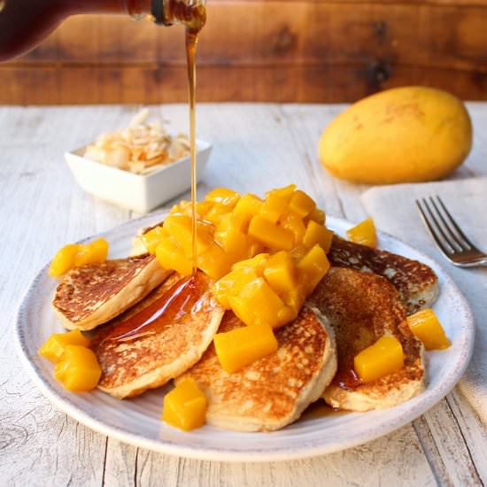 Mango Coconut Paleo Mini Pancakes