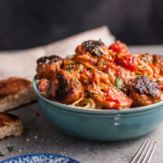Sausage Meatball Spaghetti