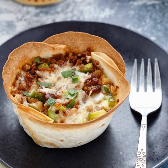 Corned Beef Hash Tortilla Cups