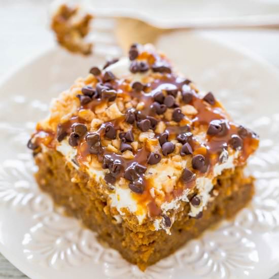 Pumpkin Caramel Poke Cake