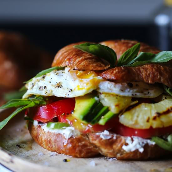 Croissant and Fried Egg Sandwich