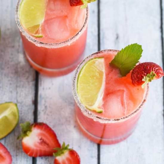 Strawberry Lime Gin Rickey