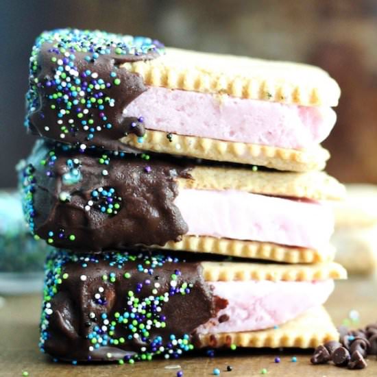 Chocolate Dipped Frozen Sandwiches