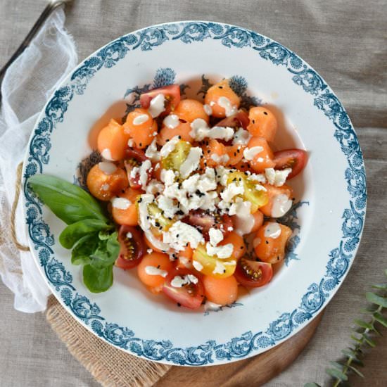 Melon salad with feta, black cumin