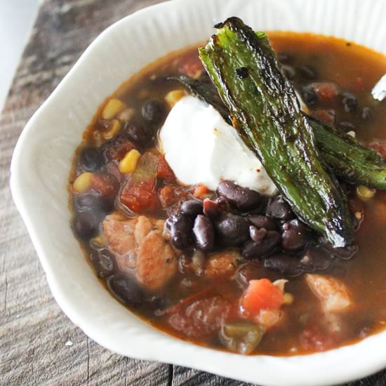 Southwestern Soup & Roast Jalapenos