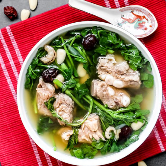 Watercress with Pork Rib Soup
