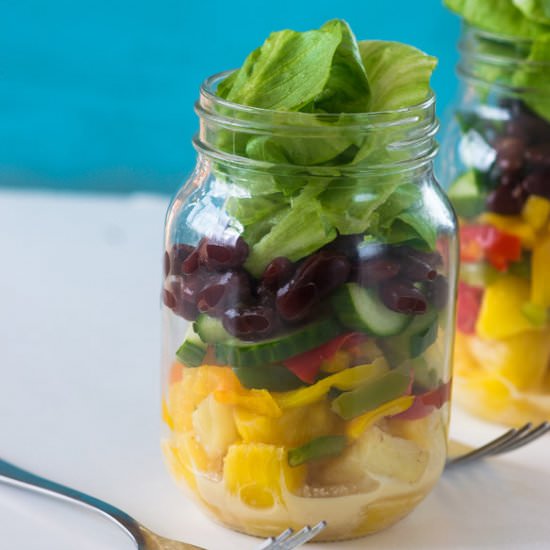 Tropcial mason jar salad
