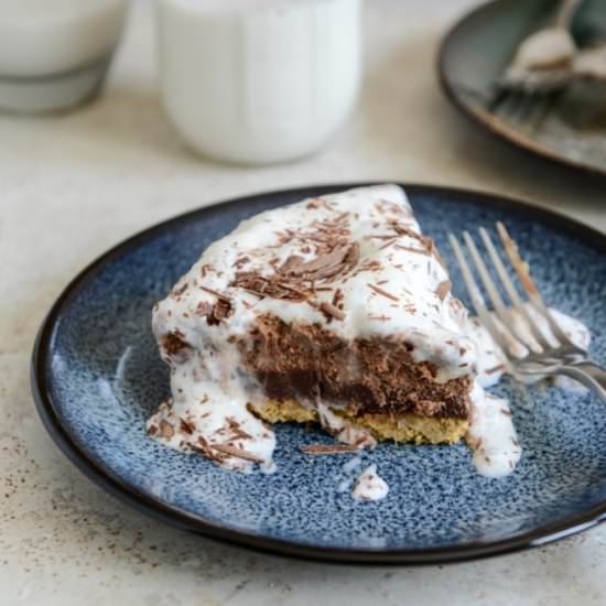 Chocolate peanut butter truffle pie