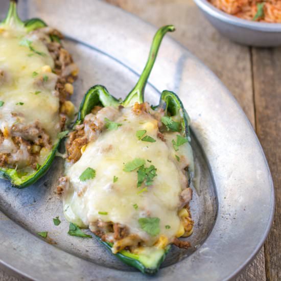 Grilled Beef Stuffed Poblano Pepper