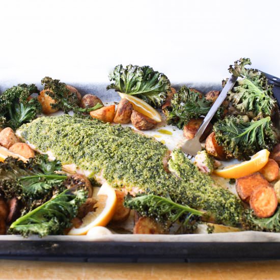 Roast salmon w fennel and potatoes
