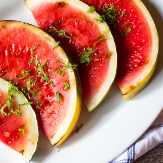 Grilled Watermelon with Lime & Mint