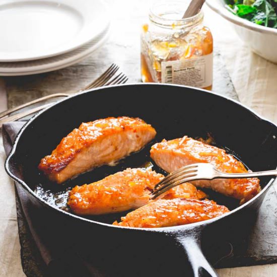 Sriracha Marmalade Glazed Salmon