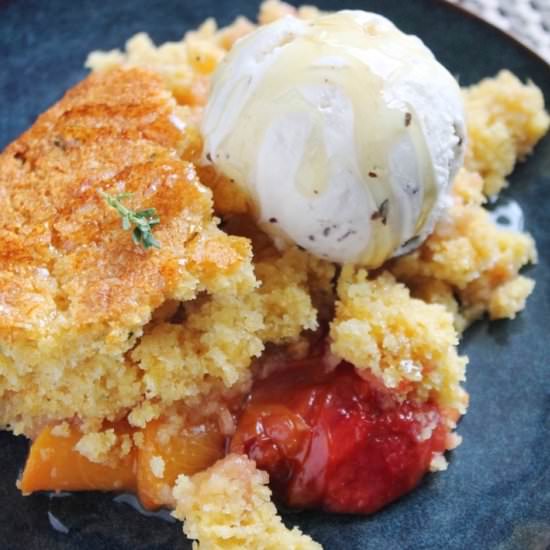 Peach Cobbler with Honey-Thyme