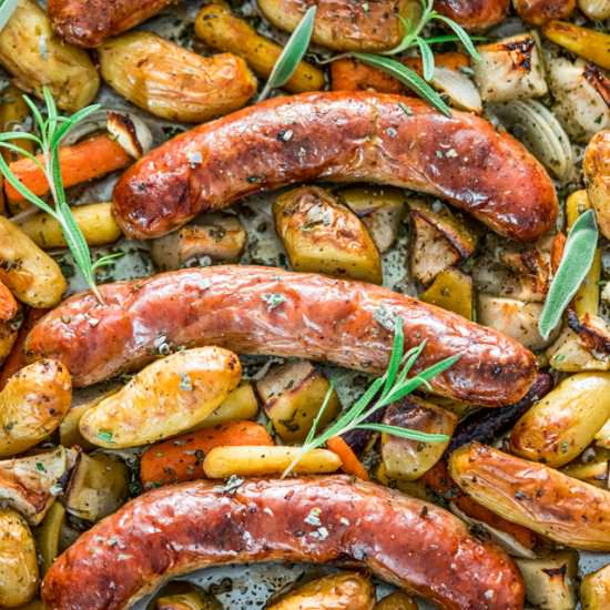 Baked Sausages with Apples