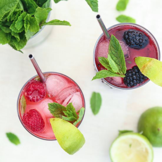 Raspberry & Blackberry Mojitos