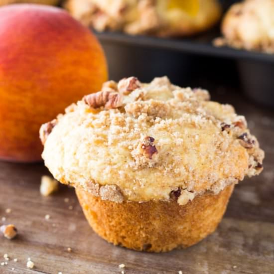Peach Muffins with Streusel Topping