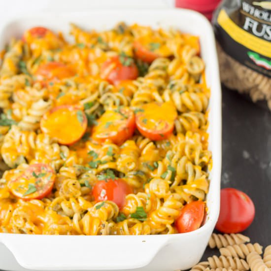 Baked Whole Wheat Pesto Fusilli