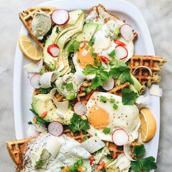 Zucchini Waffle breakfast Nachos
