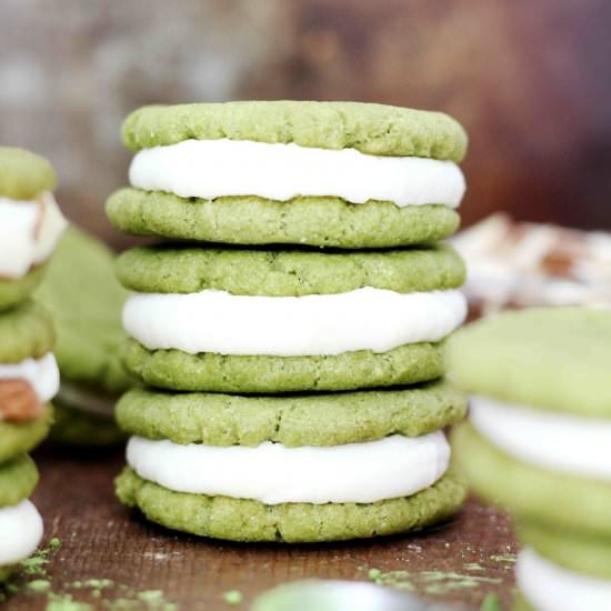 Matcha Almond Sandwich Cookies