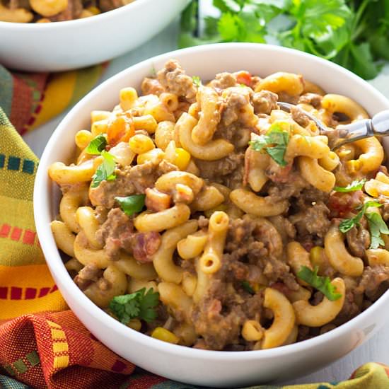 One Pot Cheesy Taco Pasta