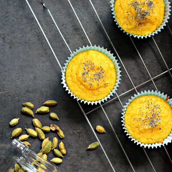 Eggless Mango Semolina Cupcakes