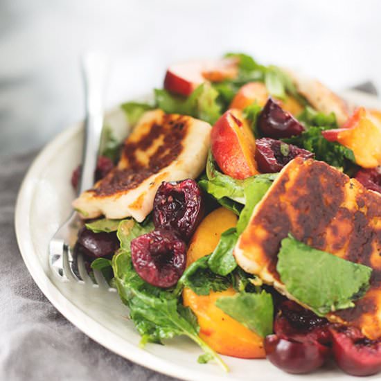 Peach, Cherry and Halloumi Salad