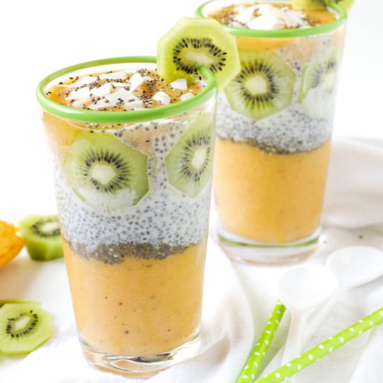Mango + Kiwi Chia Seed Pudding