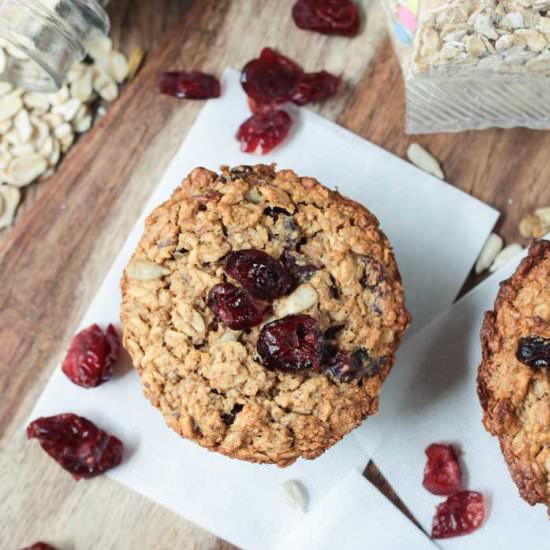 Cranberry Baked Oatmeal Muffins