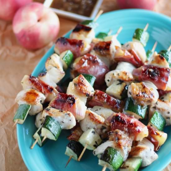 Peach Prosciutto Chicken Kabobs