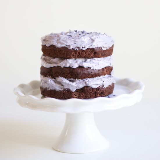 Chocolate Lavender Aquafaba Cake