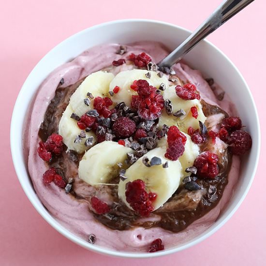 Raspberry Banana Nicecream Bowl