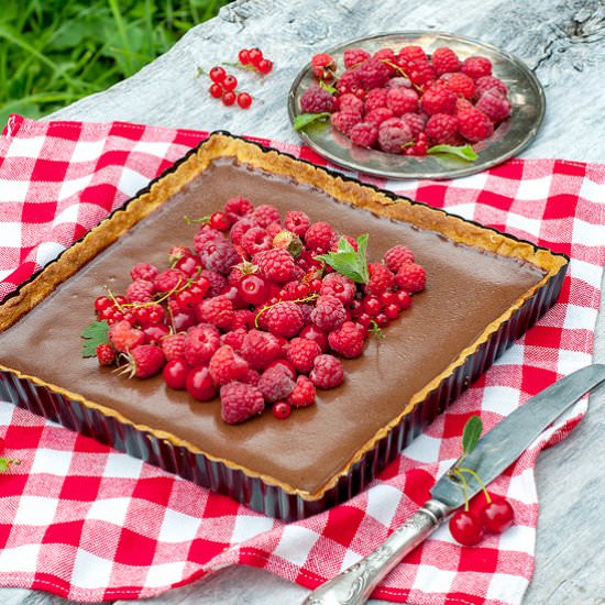 Chocolate Pie with Raspberries!