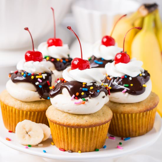 Banana Split Cupcakes
