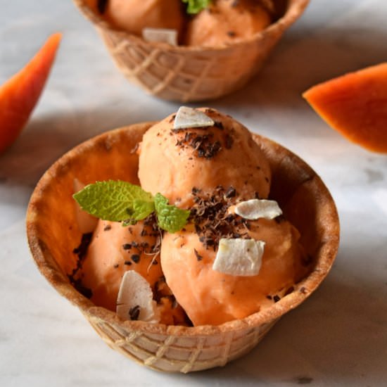 No Churn Papaya Coconut Ice Cream