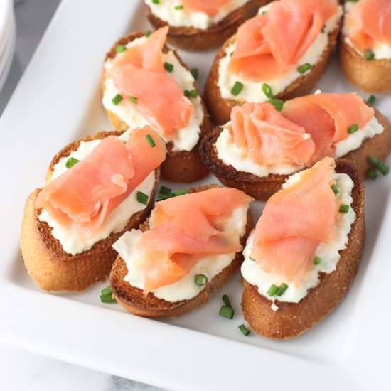 Burrata and Smoked Salmon Crostini