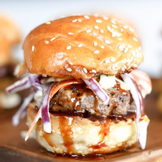 Bourbon BBQ Sliders with Coleslaw