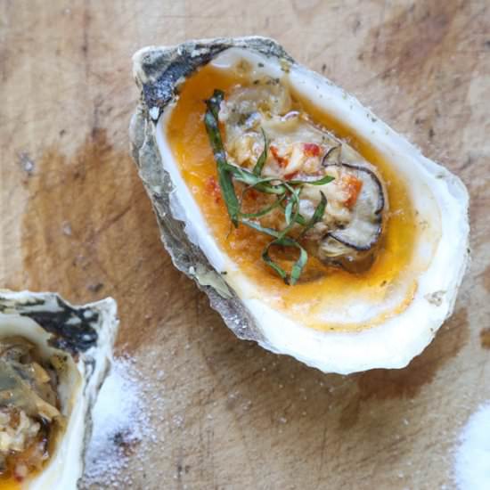 Grilled Oysters with Bourbon Butter