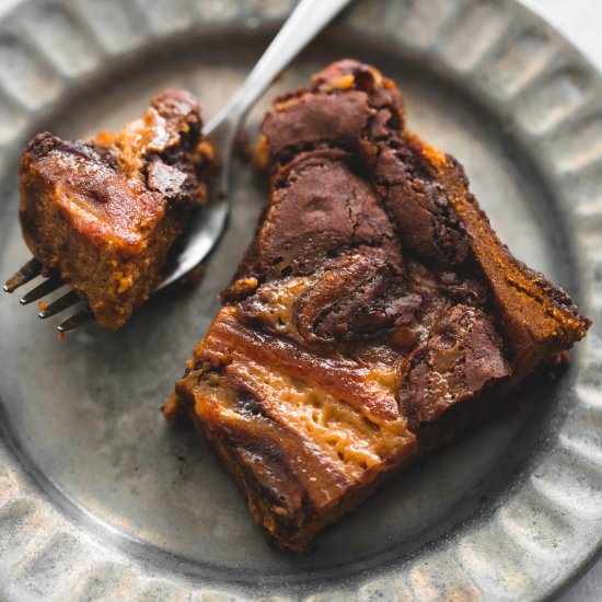 Gooey Caramel Pumpkin Brownies