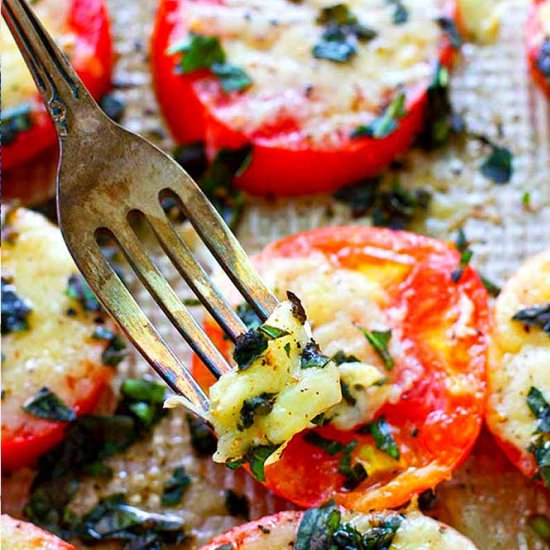Baked Parmesan Basil Tomatoes