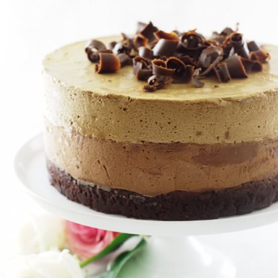 Chocolate Amaretto Espresso Mousse Cake
