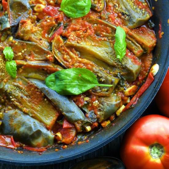 Braised Eggplant with Fresh Tomato