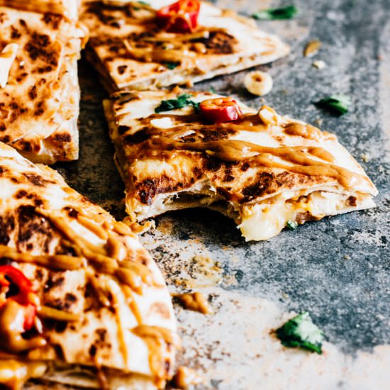 Thai Peanut Chicken Quesadillas