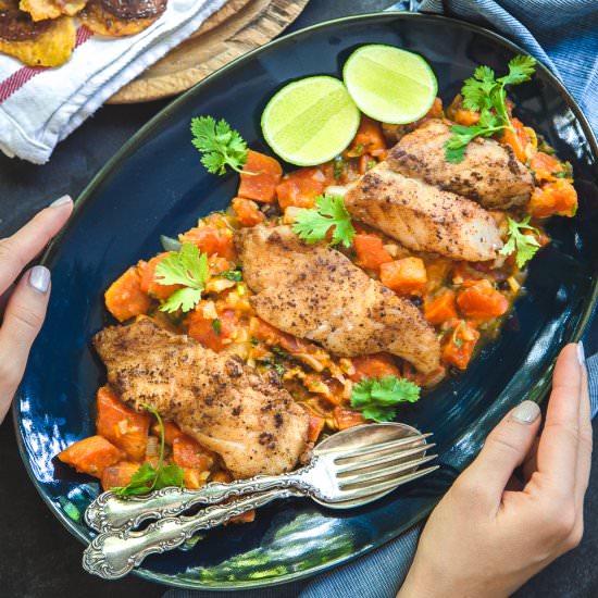 Snapper with Papaya-Pimento Relish