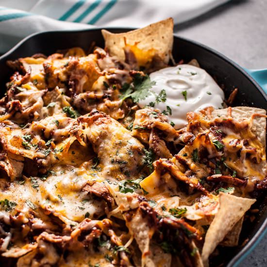 BBQ Chicken Skillet Nachos