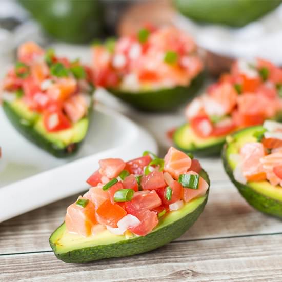 Lomi Lomi Salmon in Avocado Halves