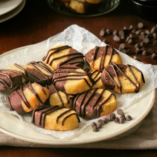 Vanilla and choc butter cookies